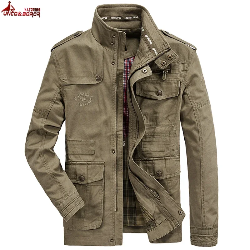 Autumn winter Jacket Men Pure Cotton Business Casual Cargo Jackets Army Military Motorcycle Bomber Coats Male Jaqueta Masculina