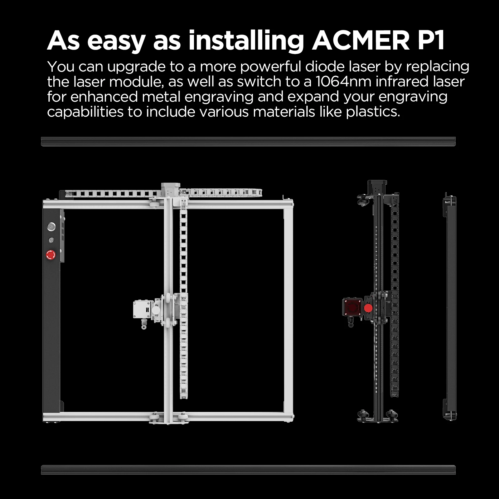P1 L60 DIY Aluminum Extended Frame Kit Double Engraving Area 800x400mm Workspace for ACMER P1 Series Laser Engraver - view 3