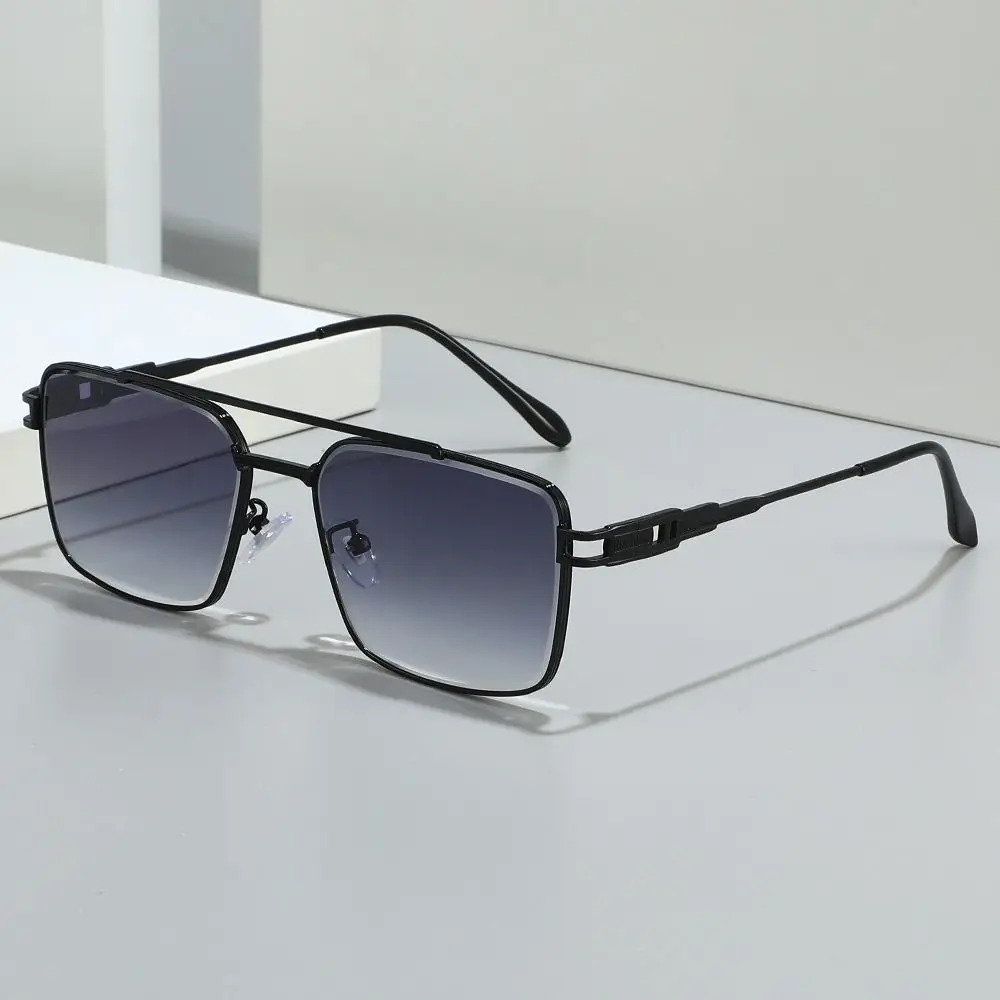 

Trendy Double Bridge Cut-Edge Sunglasses UV Protection Luxury Metal Shades Gradient Lens Sun Glasses for Men and Women