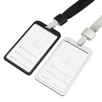 Moda Unisex Kart Kapağı Kadın Kordon Alüminyum Alaşımlı Çalışma KIMLIK Kartı Tutucu İş Çalışma Kartı KIMLIK Rozeti Tutucu Metal Çanta Durumda