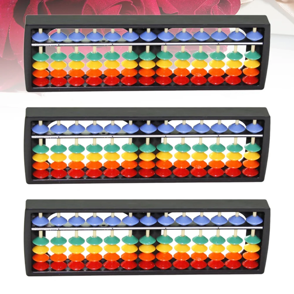 3Pcs Plastic Abacus Durable Frame 13 Rod Arithmetic Tool Portable Calculating Aid Kids Plastic Abacus