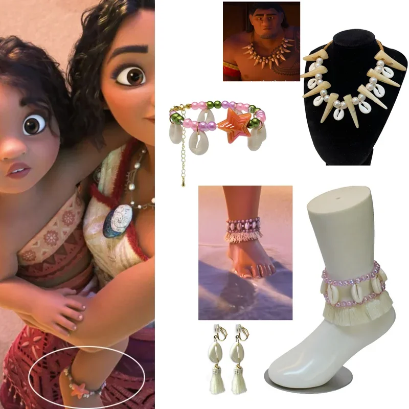 Disney Moana 2 Bracelet Anklet Necklace Accessories Cartoon Anime Derivative Peripherals Ornaments Birthday Party Decor Gifts