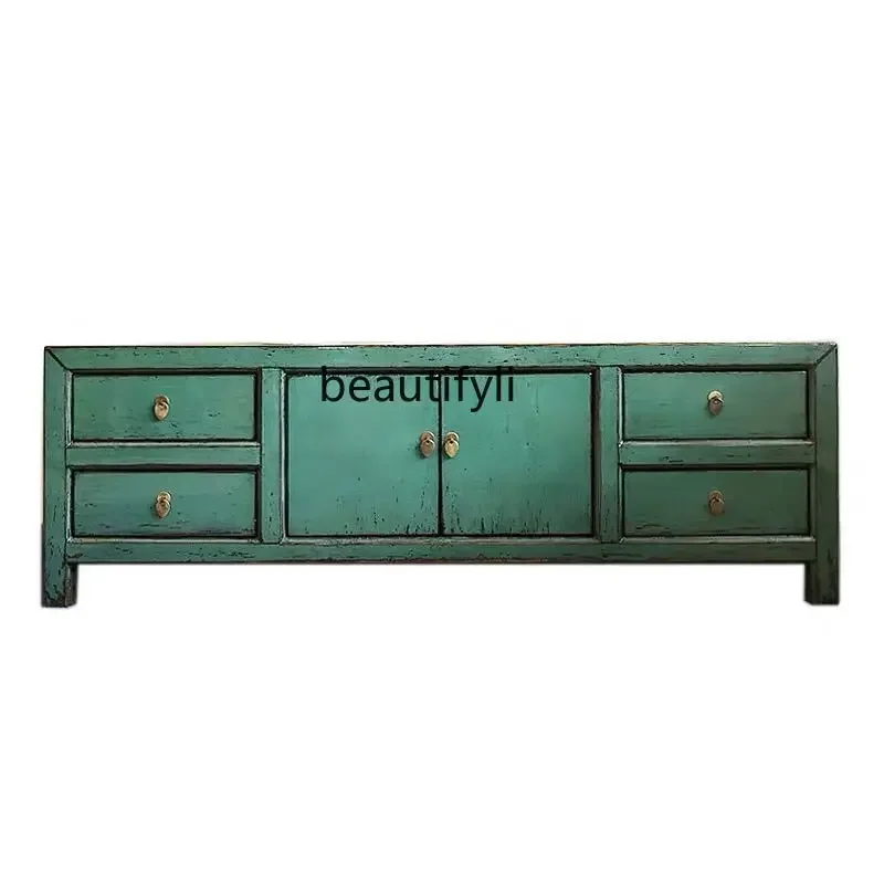 

New Chinese solid wood old TV cabinet simple antique paint floor cabinet household storage cabinet A15
