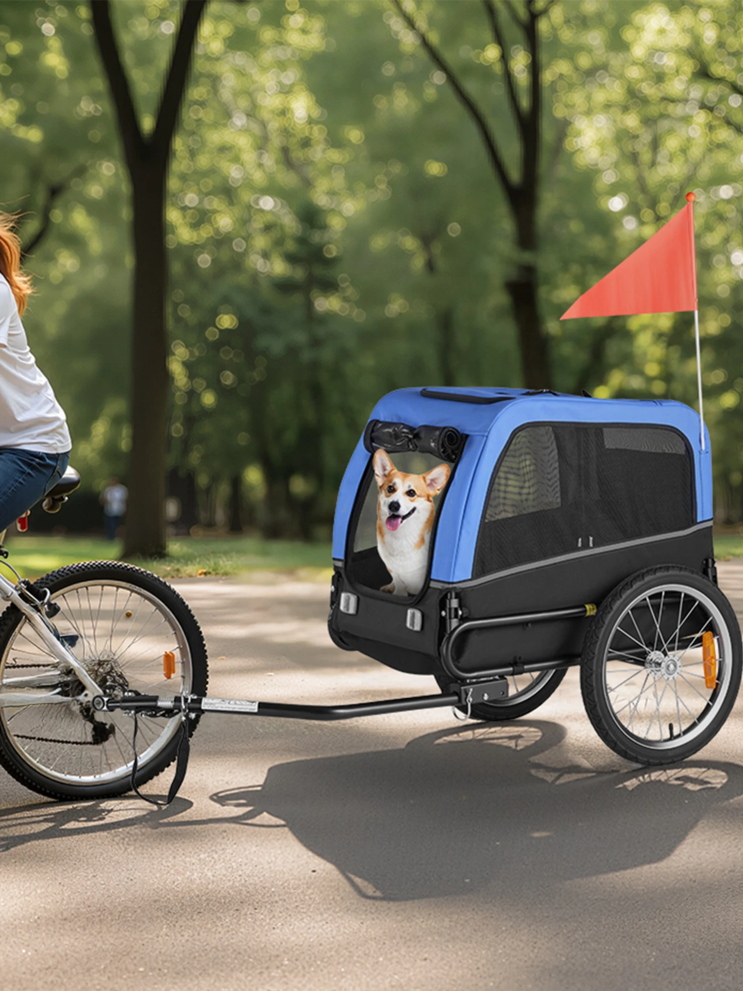 SucceBuy 66/88 lbs Hondenfietskar met eenvoudig opklapbaar frame, hondenwagen, fietsdrager met koppeling & reflector voor kleine & middelgrote honden - afbeelding 2