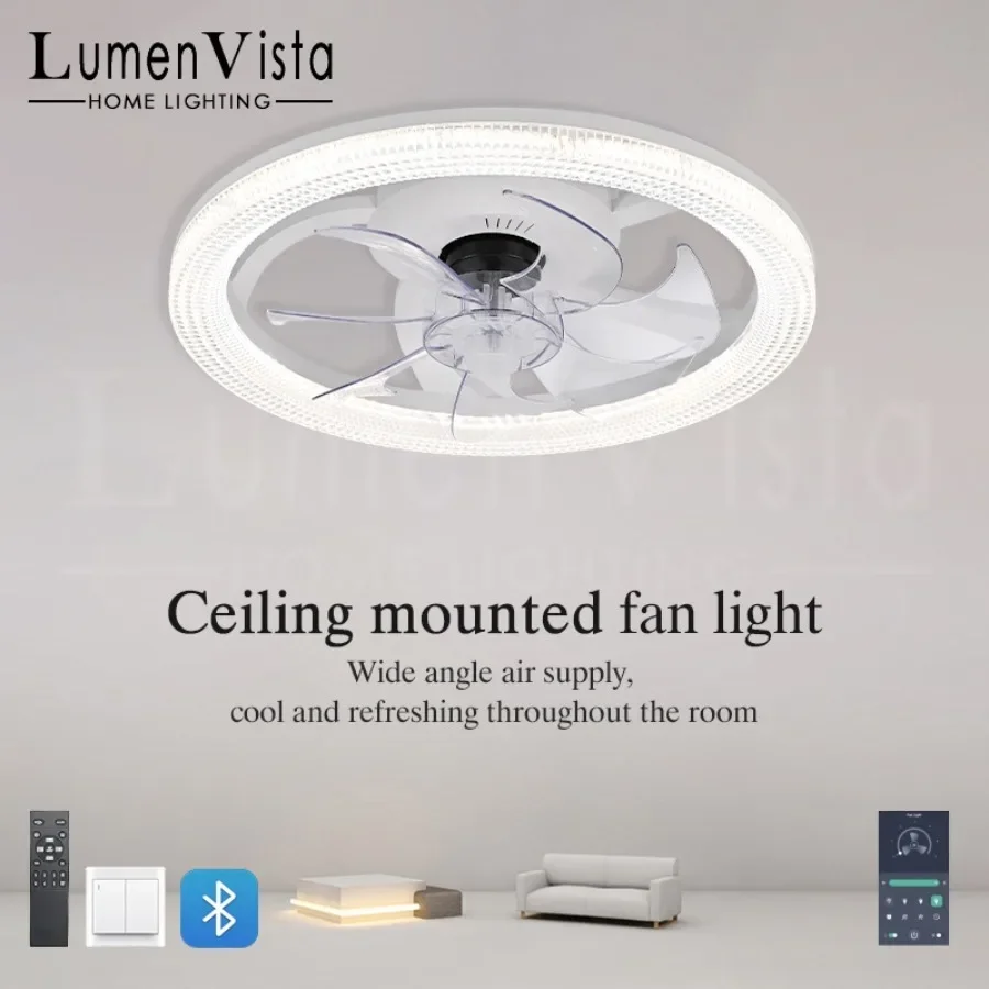 

Modern LED Ceiling Fan Light Intelligent APP Can Remotely Control Home Fan Lights Suitable for Living Room Bedroom Dining Room