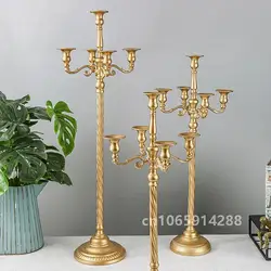 63/73/89cm Metal Candelabra 5 Arms Gold White Silver Candle Holders Candlestick for Wedding Table Decorations Pillar Decor