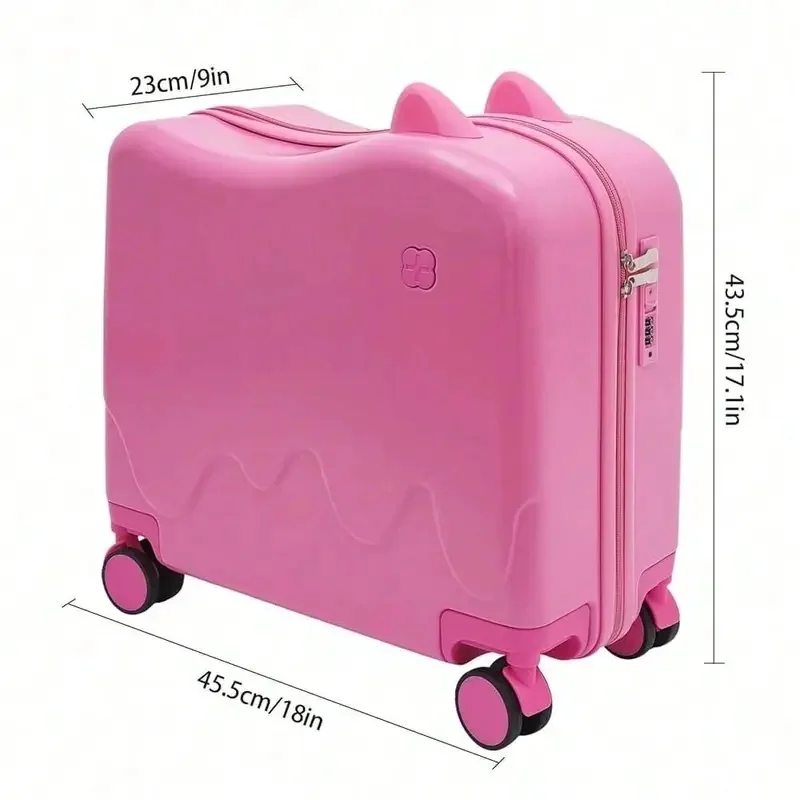 Kids Ride‑On Carry On Luggage with Security Lock, Rideable Rolling Trolley Suitcase for Children, Hard Shell Lightweight Kids Tr