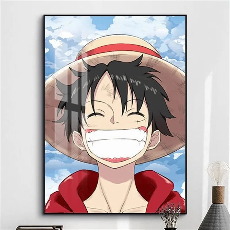 Cool Anime Canvas Prints, One Piece Luffy Zoro Wall Art, Assorted Pirate Crew Manga Unframed Poster.