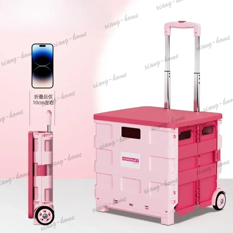 LJY Flexible Steering Hand Truck Cargo Sturdy Flatbed Cart Folding Hotel Trolley Delivery Portable Shopping Furniture Carrito LJ