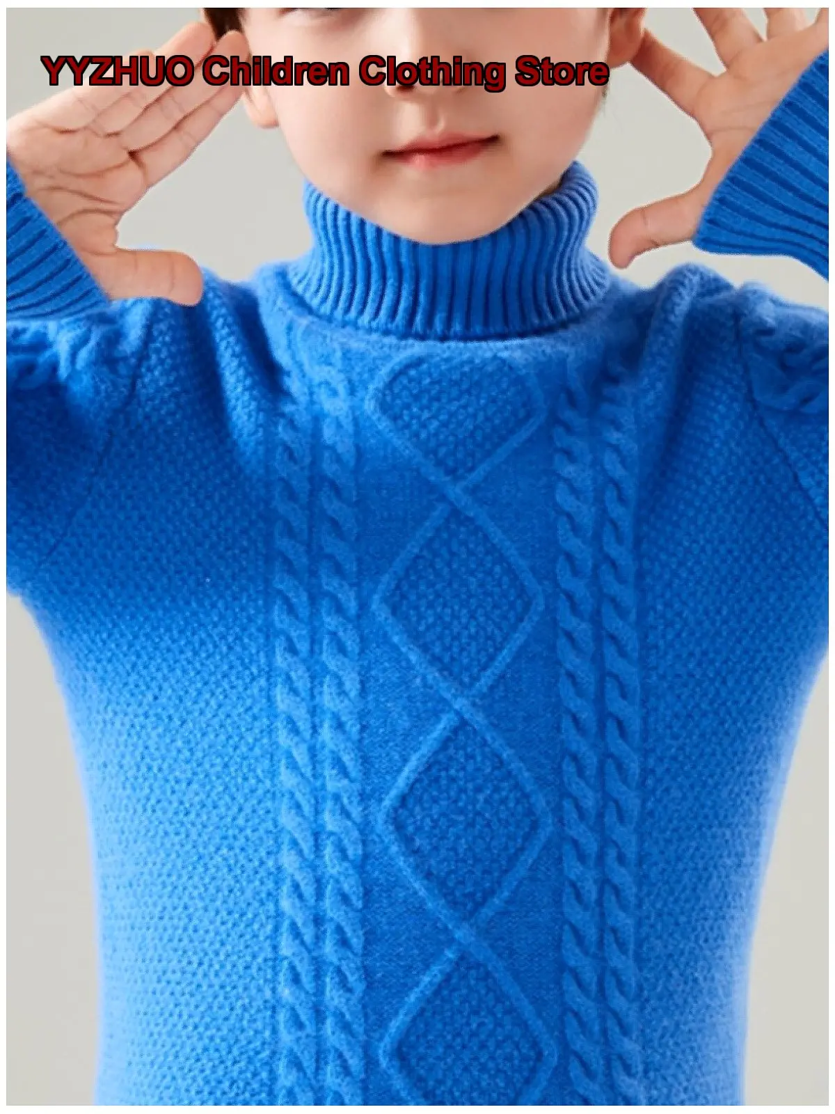 Boys Girls Turtleneck Sweater Autumn Winter Cashmere Knit Top Cable Knit Twisted Pattern Thickened Warm Base Layer Top Kids