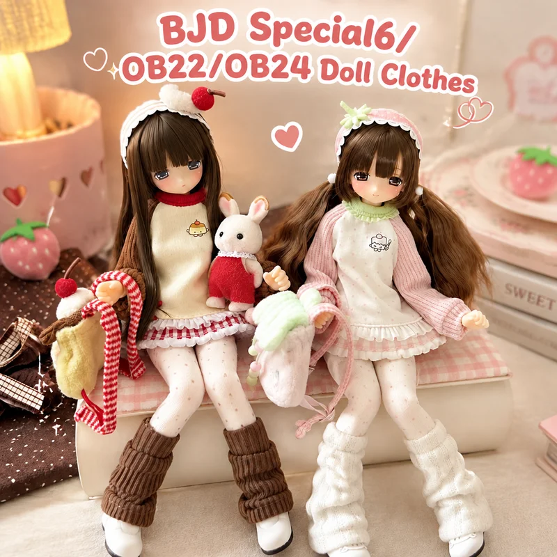 Marshmellow Girls' Store Pudding Strawberry Series Doll Clothes Suitable For BJD Special 6/OB22/OB24 Doll
