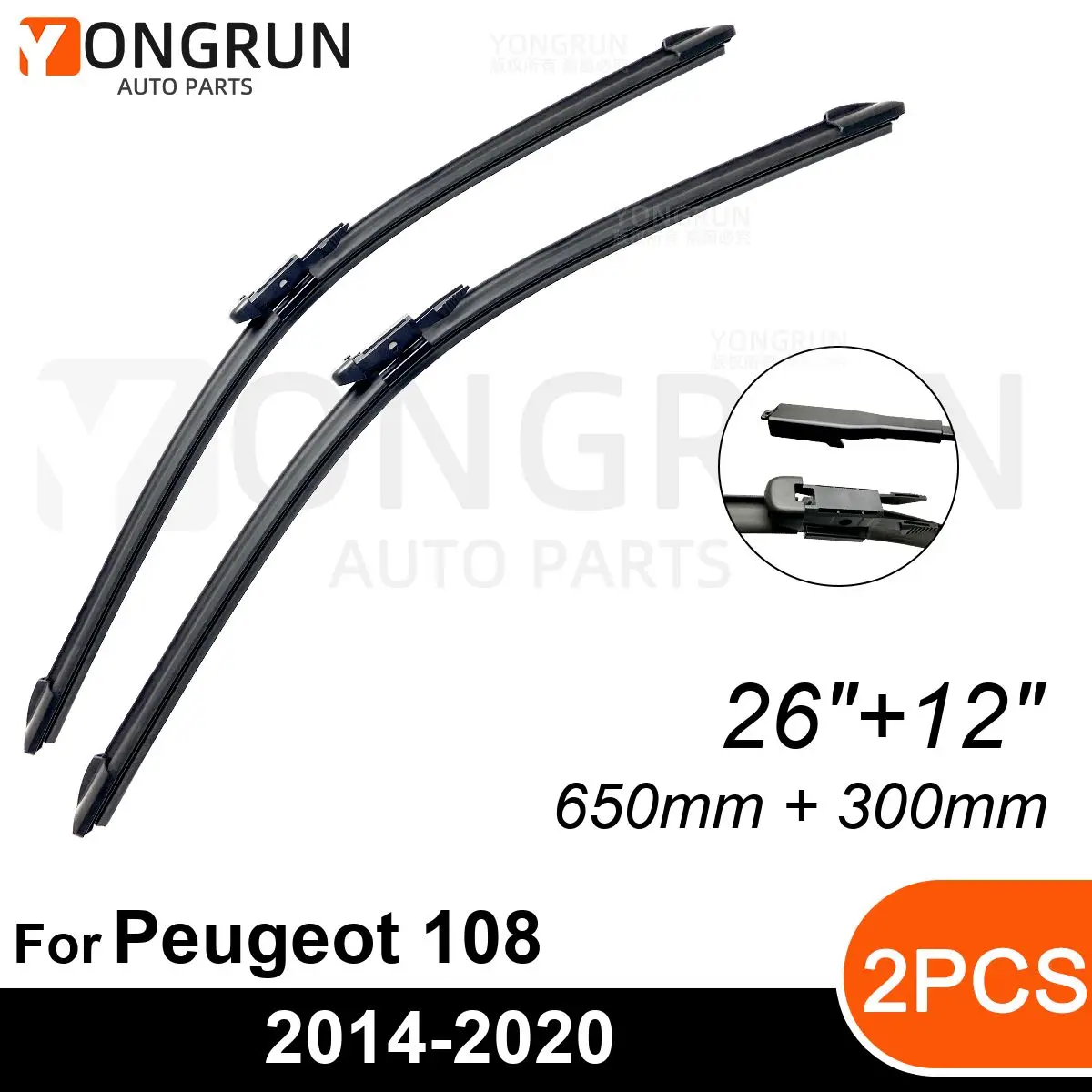 

Front Wipers For Peugeot 108 2014-2020 Wiper Blade Rubber 26"+12" Car Windshield Windscreen Accessories 2015 2016 2017 2018 2019