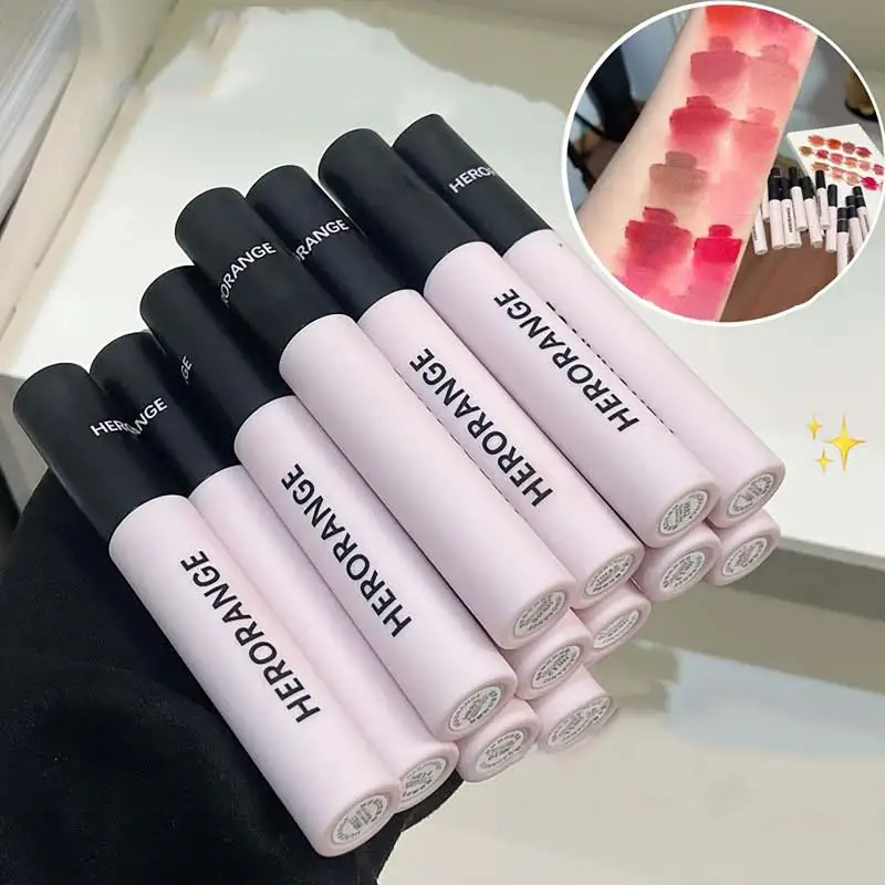 HERORANGE Matte Velvet Lip Gloss Long Lasting Nude Shades Non Fading Waterproof Sweatproof Lightweight Comfortable