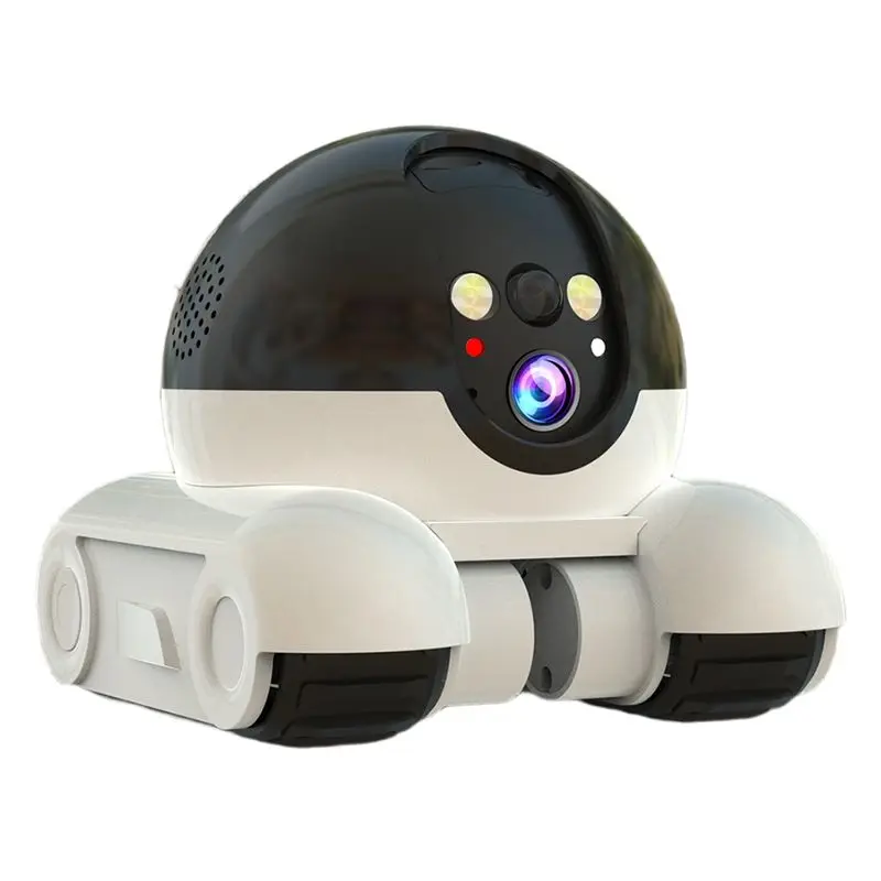 ABKQ-Smart Home Security 4K PTZ Robot Two-Way Audio Color Night Vision Baby Pets Monitor Dual Lens Surveillance System Camera US