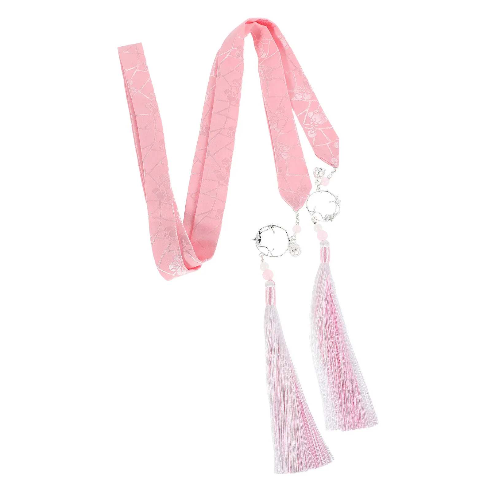 Light Pink Ancient Chinese Hairband Hanfu Style Tassel Hairpin Traditional Headdress for Girls Festivals Chinese New Year