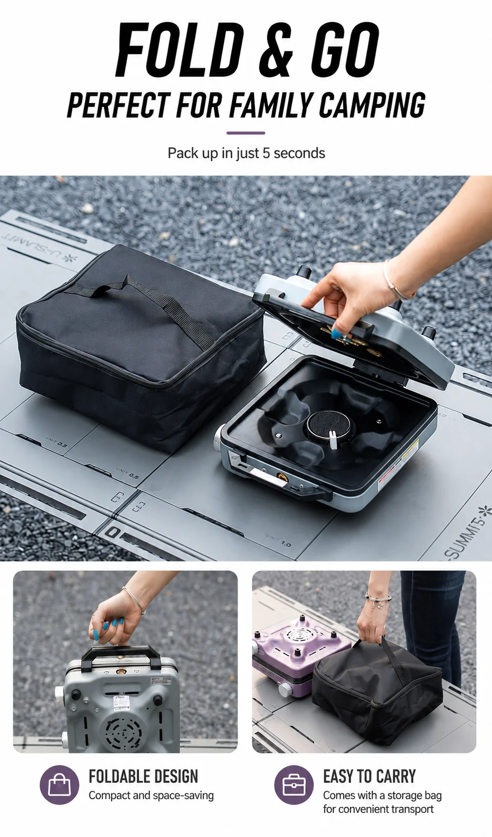 BUERK Doppelbrenner Camping-Gaskocher 8800W Hochleistung + 6000W Infrarot-Kocher Gasbrenner Tragbarer Klappbarer Outdoor-BBQ-Kocher – Detail 6