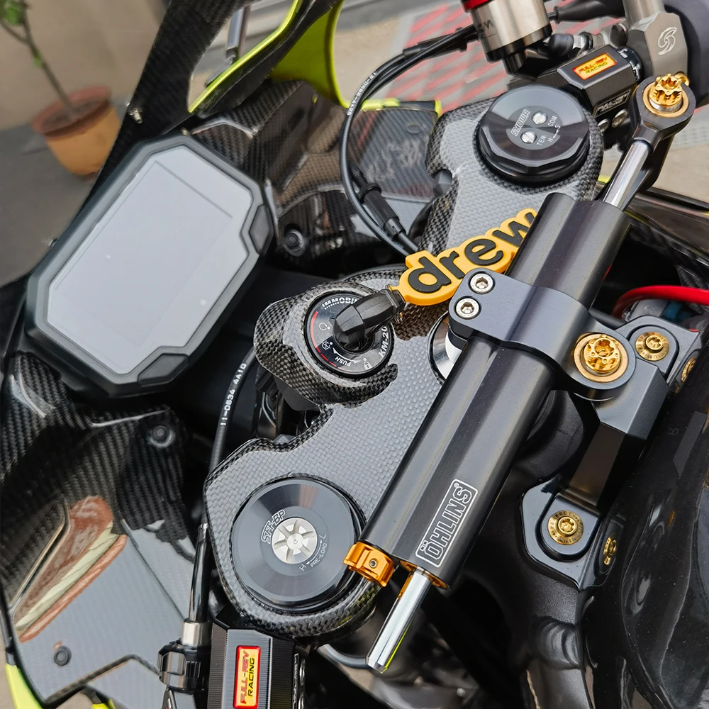 For Kawasaki ZX6R ZX-6R 636 2019-2025 Carbon fiber handlebar three-way connection plate protective cover motorcycle accessories