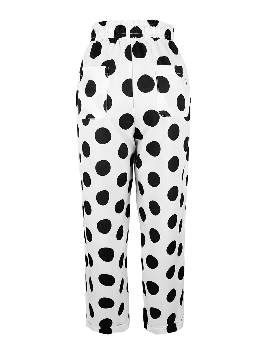 Plus-Size Damen Polka-Dot Weite Hose mit Hoher Taille, Lässige Freizeithose, Streetwear, Baggy Y2K Damen Herbst Lange Hose 2026 – Detail 6