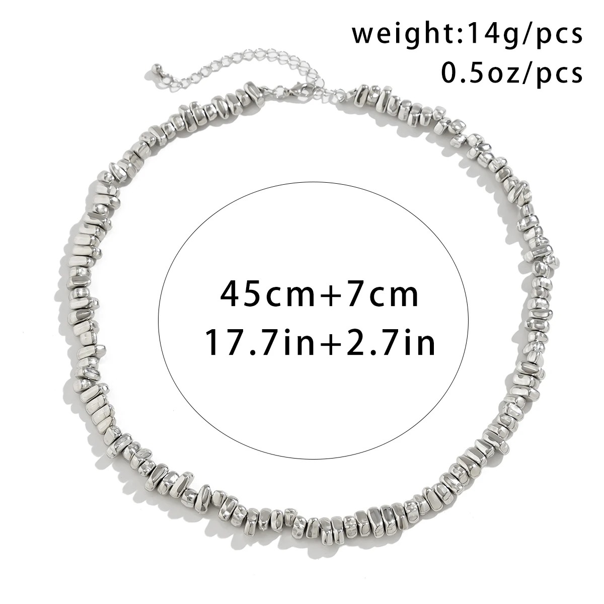 Salircon Gothic Irregular CCB Bead Chain Short Necklace Men\'s Punk Temperament Metal Bead Clavicle Necklace Trend Neck Jewelry