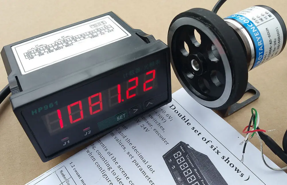 8 inch Length Wheel + Encoder + Support +Counter Grating 0.01 yard Display Meter