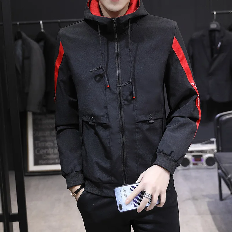 남성용 레저 후드 상의, 슬림핏 얇은 재킷, 트렌디한 한국 버전, 봄 및 가을 신상