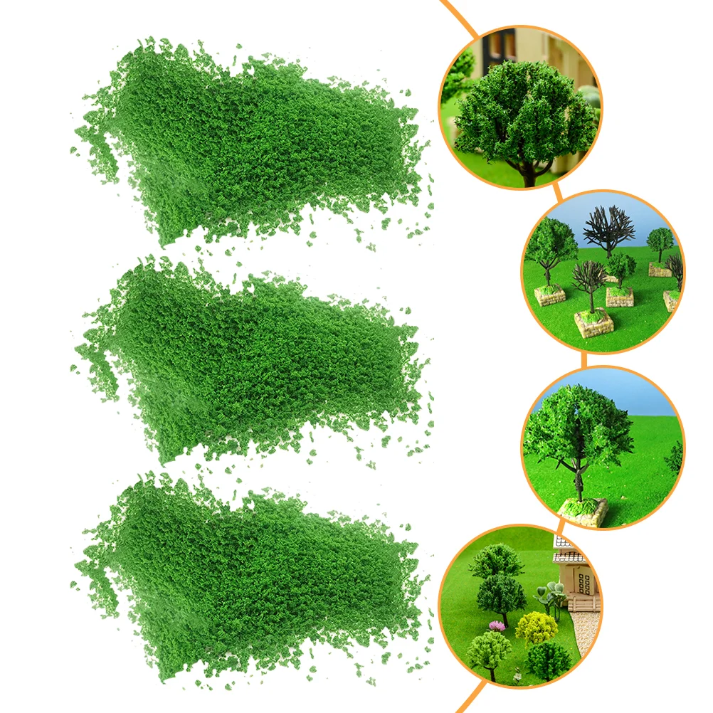 3 Bags Artificial Moss Fake Lawn Material Plant Powder Scene Layout Decor Scatter Sponge Realistic Tree Green Building Model