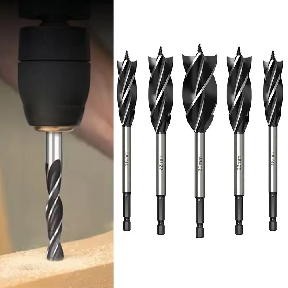 

10mm-25mm Auger Drill Bit Four-slot Anti-slip Twist Drill Bit Set with Hex Shank High Hardness Wood Fast Cut Auger Wood Cut