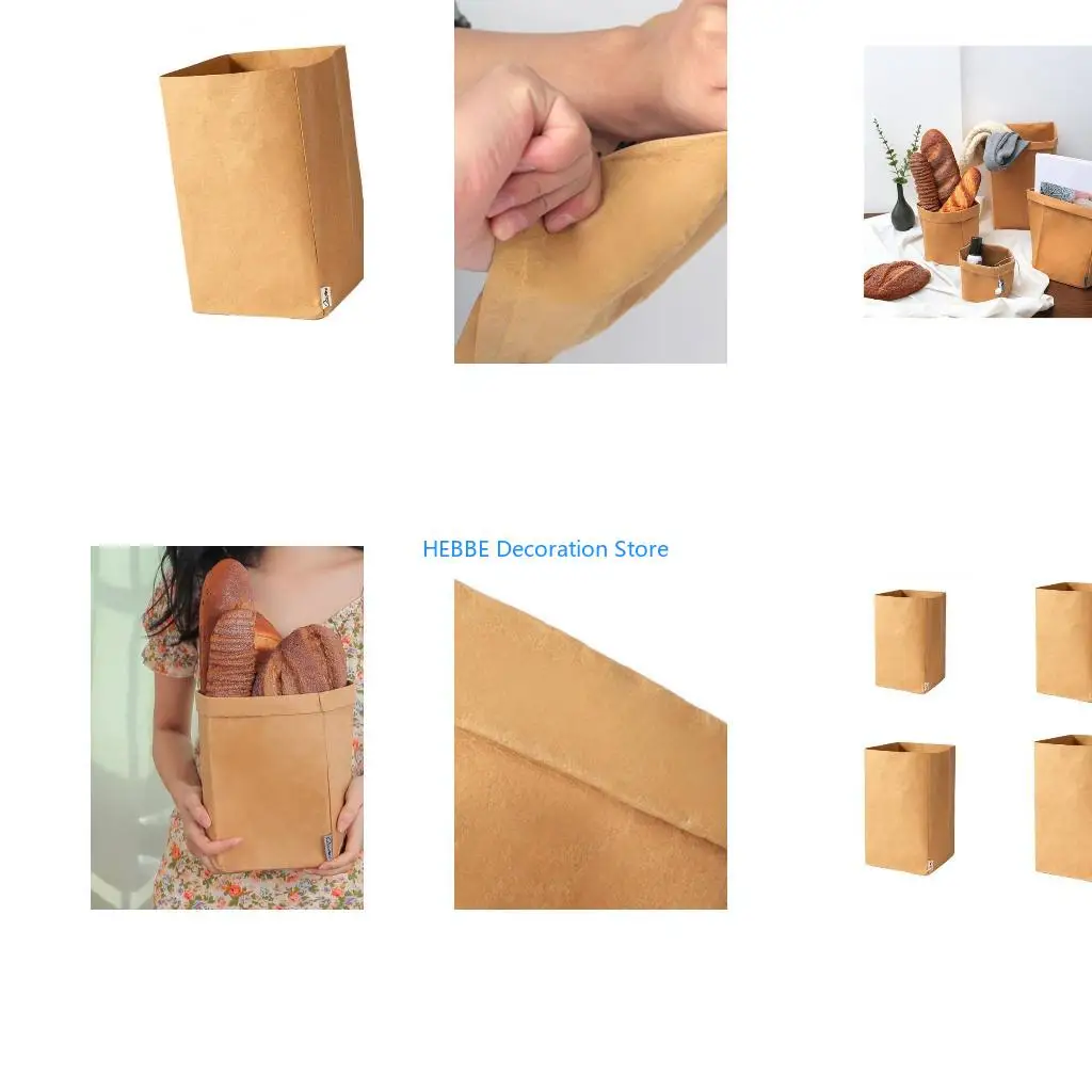 B0KC Multipurpose Kraft Paper Bags for Lunch and Grocery Shopping Washable and Space Saving Designs Home Organization