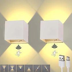 Lampada da parete con sensore di movimento intelligente a LED Litu 6W con ricarica a batteria con applique da parete USB per illuminazione notturna della camera da letto corridoio De