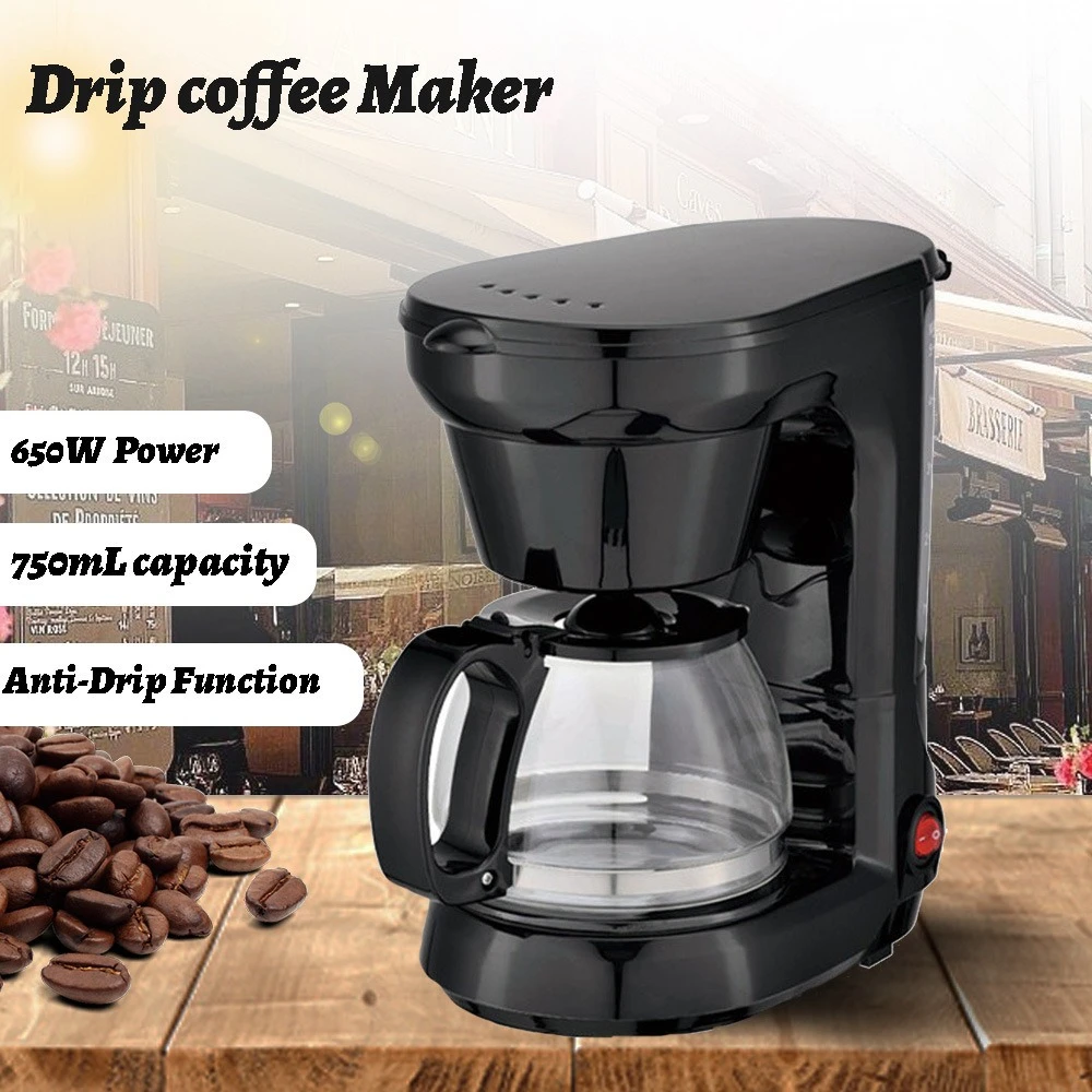 750ML Drip Coffee Maker US EU Standard Automatic Coffee Pot American Coffee & Milk Tea Making Machine