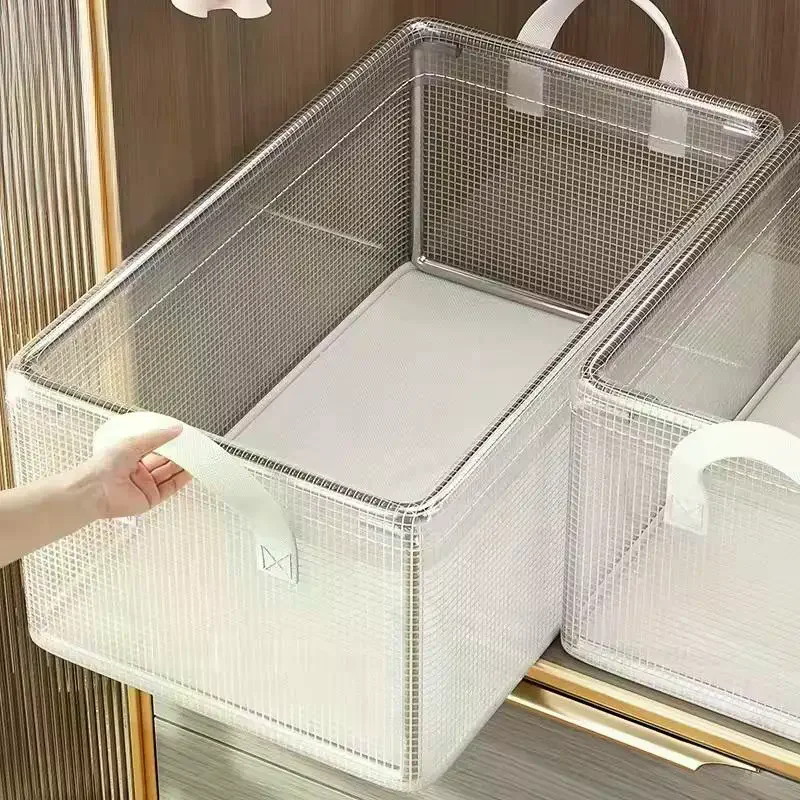 1 Pc Transparent PVC Solid Steel Frame Storage Box Waterproof Underwear Storage Basket For Home And Dormitory Use
