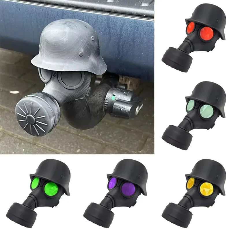 

3D Printed Cover Cap For Trailer Coupling With Steel Helmet Gas Mask Trailer Hitch Ball Cover Prevent Receiver Tube From Rusting