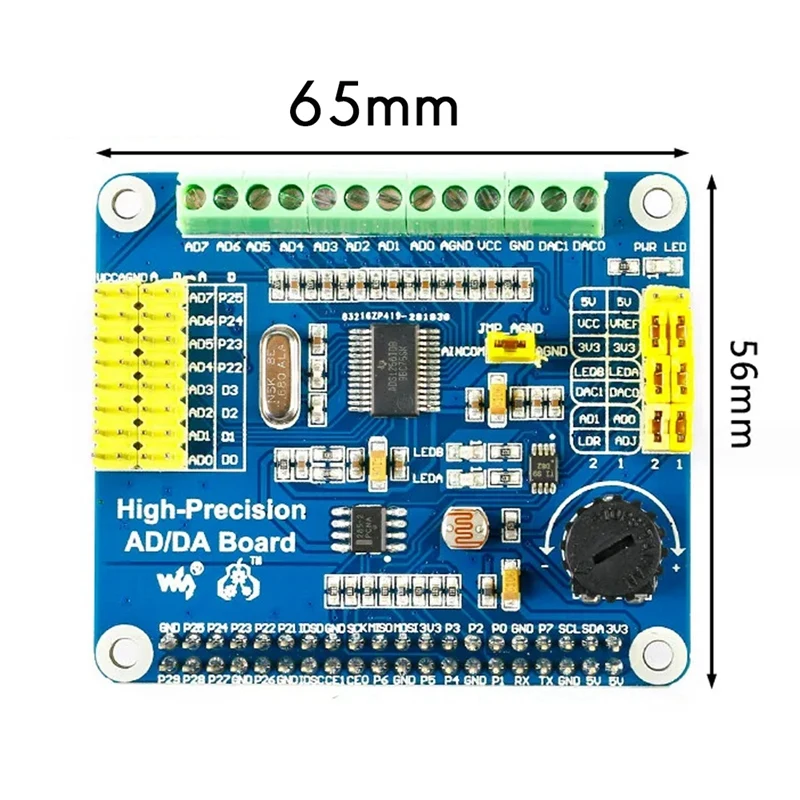 Imagem -06 - Precisão ad da Digital Analógico Módulo Placa de Expansão Desenvolvimento Durável Raspberry pi 3b Mais 4b Onboard Dac8532 Ads1256 Alta