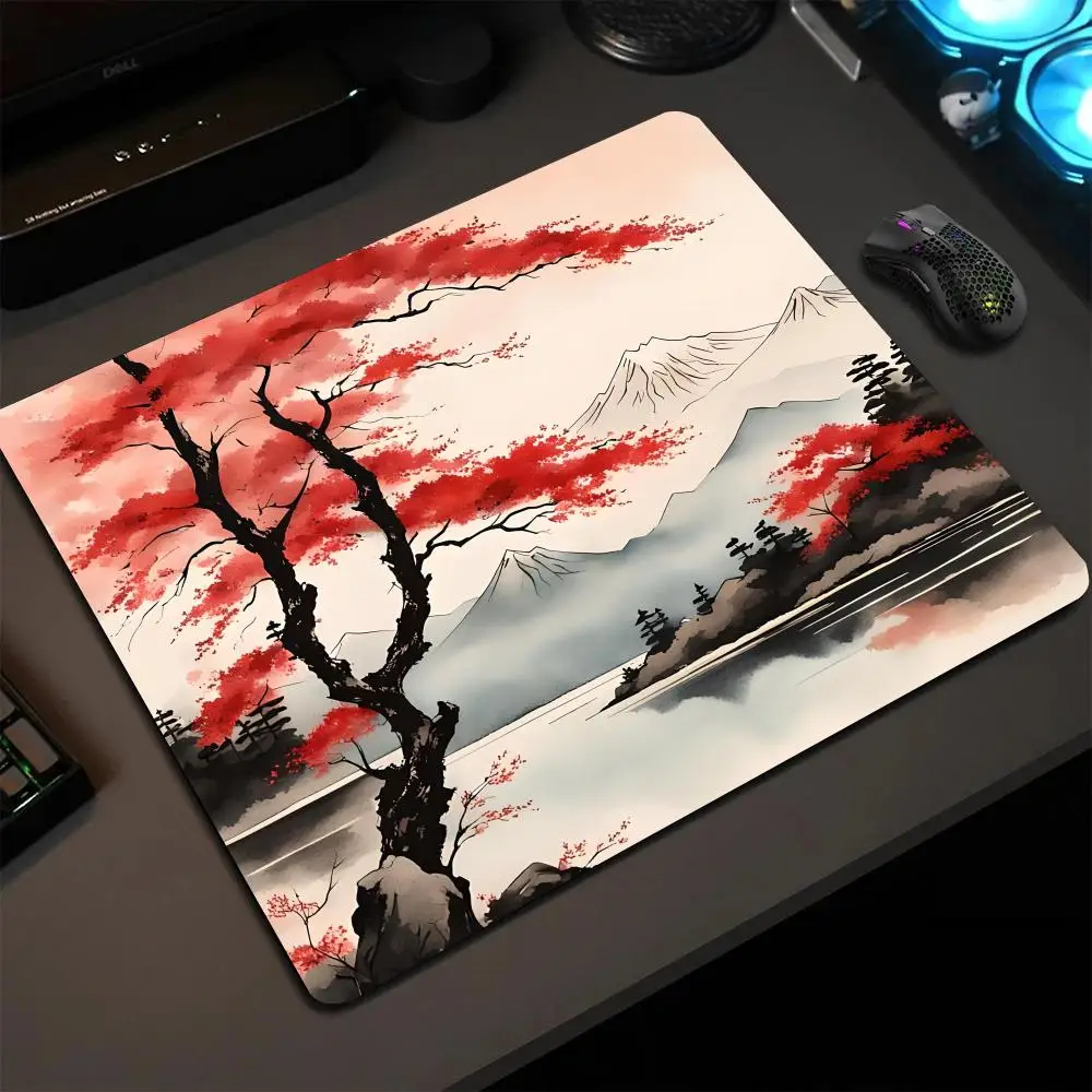 Japanese Landscape Mouse Pad New Gamer Desk Mat Square Gaming Office Accessories Rug Mousepad Pc Rubber Keyboard Soft Table Mats