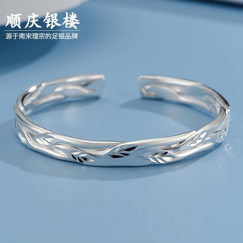 Shunqing Yinlou Pure Silver 999 Silver Bracelet Female Sansheng Sanshi Lianlizhi Pure Silver Bracelet Silver Bracelet Silver Acc