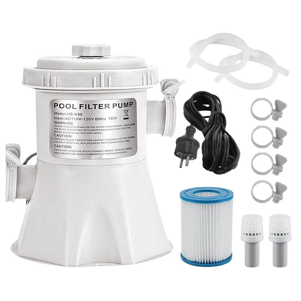 300 Gallons Swimming Pool Filter Pump Paddling Pools Cleaners EU/US/UK Plug Water Systems Filters Pumps US Plug