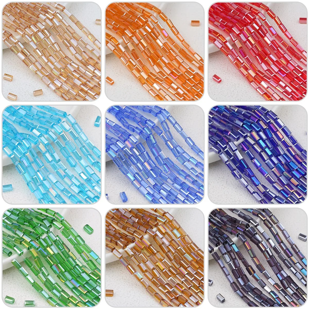 75pcs/pack 6mm Rectangle Cube Austrian Crystal Spacer Loose Beads For Jewelry DIY Making Necklace Bracelets Earrings Accessories