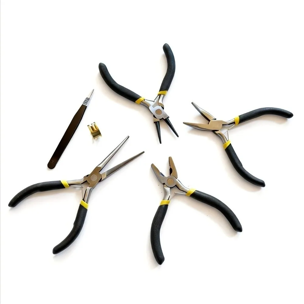 8pcs/set Metal Jewelry Pliers Tool Set Round Nose Flat Long Nose Jewellery Plier Multi-functional Curved Needle Nose