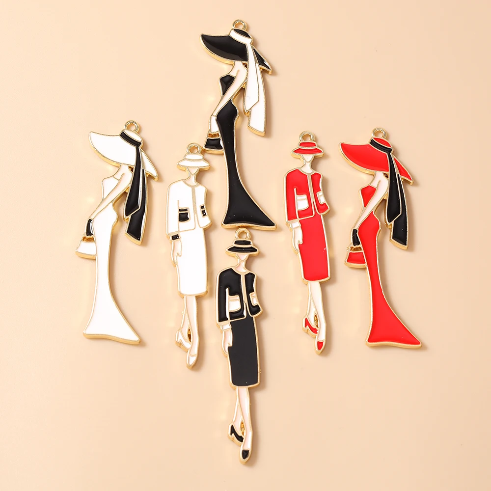Leslie 5pcs Exquisite Beautiful Women Charms Beauty Pendants for Earrings Necklace Bracelet DIY Jewelry Handmade Craft