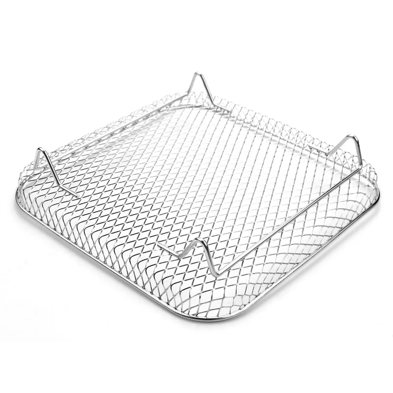 

ABKR-2Pcs 8 Inch Air Fryer Rack Square Three Stackable Racks,Stainless Steel Multi-Layer Dehydrator Rack