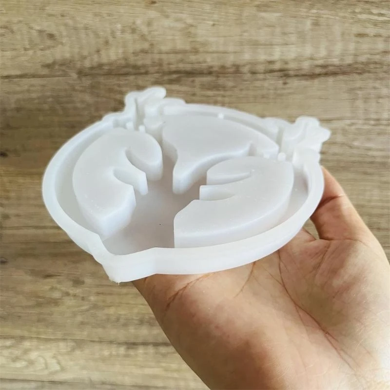 N7MF Silicone Mould for Circular Elk Pendant Handmade Christmas Decoration Mould