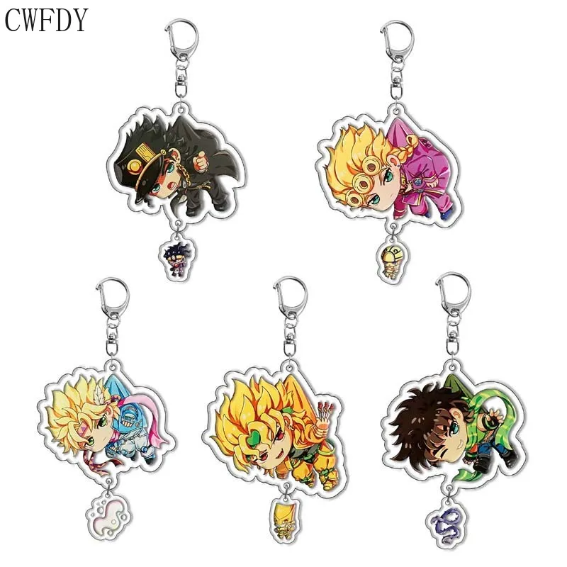 

New Anime JoJos Bizarre Adventure Keychain Kujo Jotaro Kakyouin Noriaki Yoshikage Acrylic Keyring Bag Pendant Chaveio Prop Gift