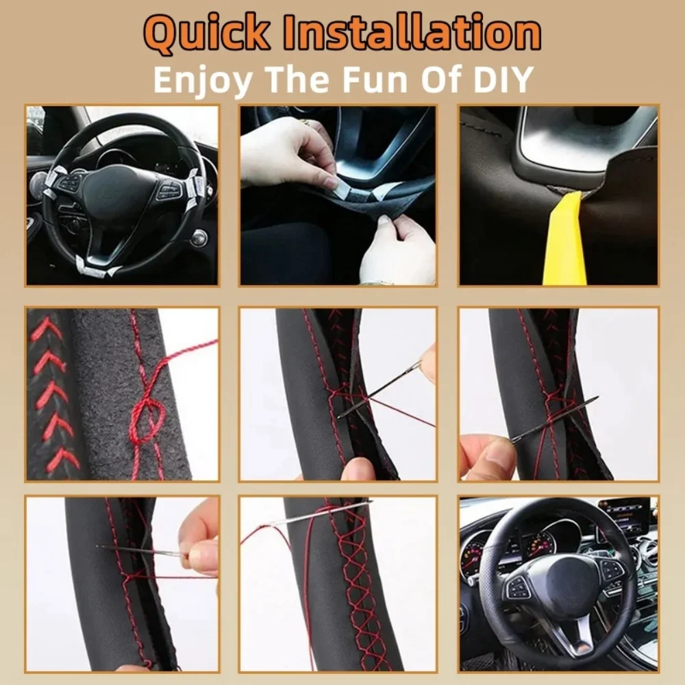 Hand-stitched DIY Artificial Leather Car Steering Wheel Cover For Mercedes Benz W639 Viano Vito VW Crafter Steering Wheel Braid