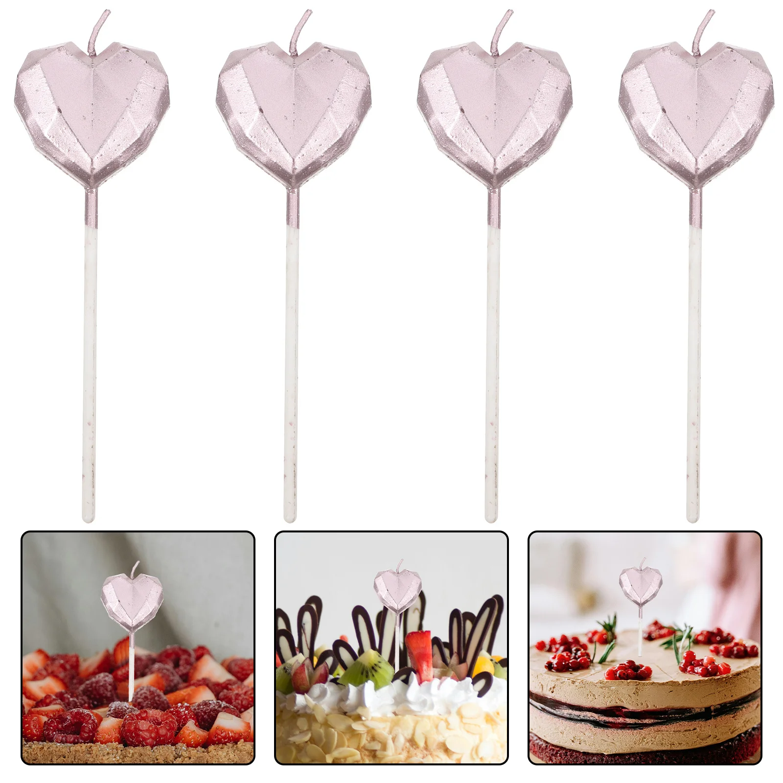

8Pcs Unique 3D Heart Birthday Cake Candles Decorative Party Cake Supply Accessory Cute Birthday Candles Party Decoration
