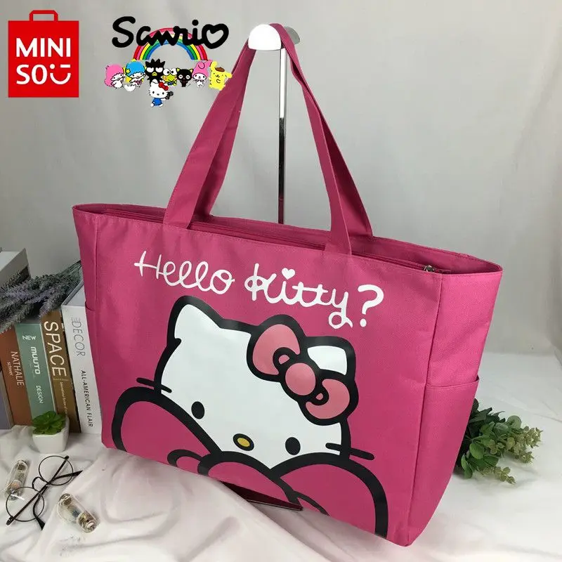 Miniso tas bagasi perjalanan untuk wanita, tas koper kapasitas besar multifungsi modis kualitas tinggi untuk wanita