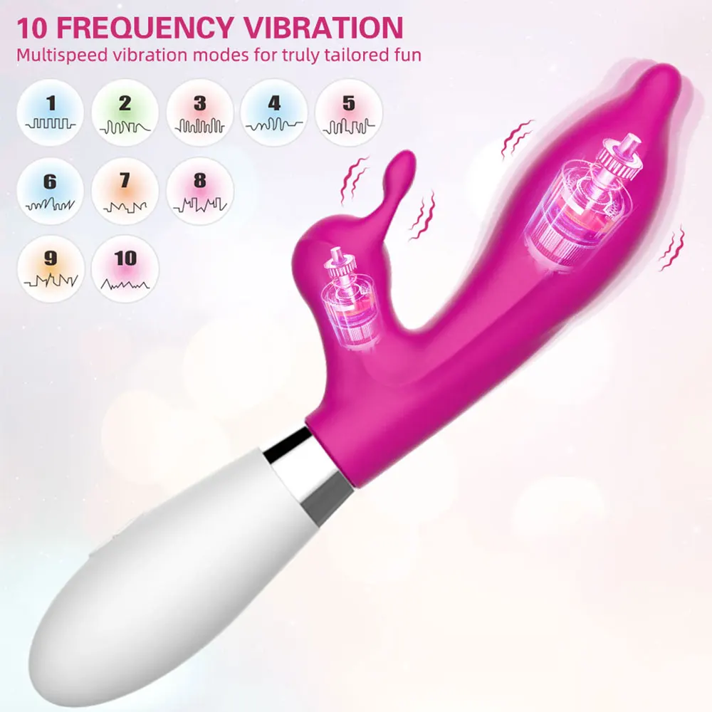 Vibrador G Spot Rabbit para Mulheres, Estimulador do Clitóris do Mamilo, Massageador Dildo, Masturbador, Brinquedo do Sexo Feminino, Adultos 18 +, 2 em 1