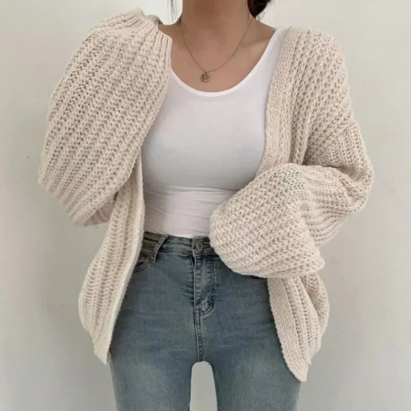 New 2024 Chic Korean Fashion Short Cardigans Knitted Poncho Women Summer Elegant Vintage Minimalist Lady Tops