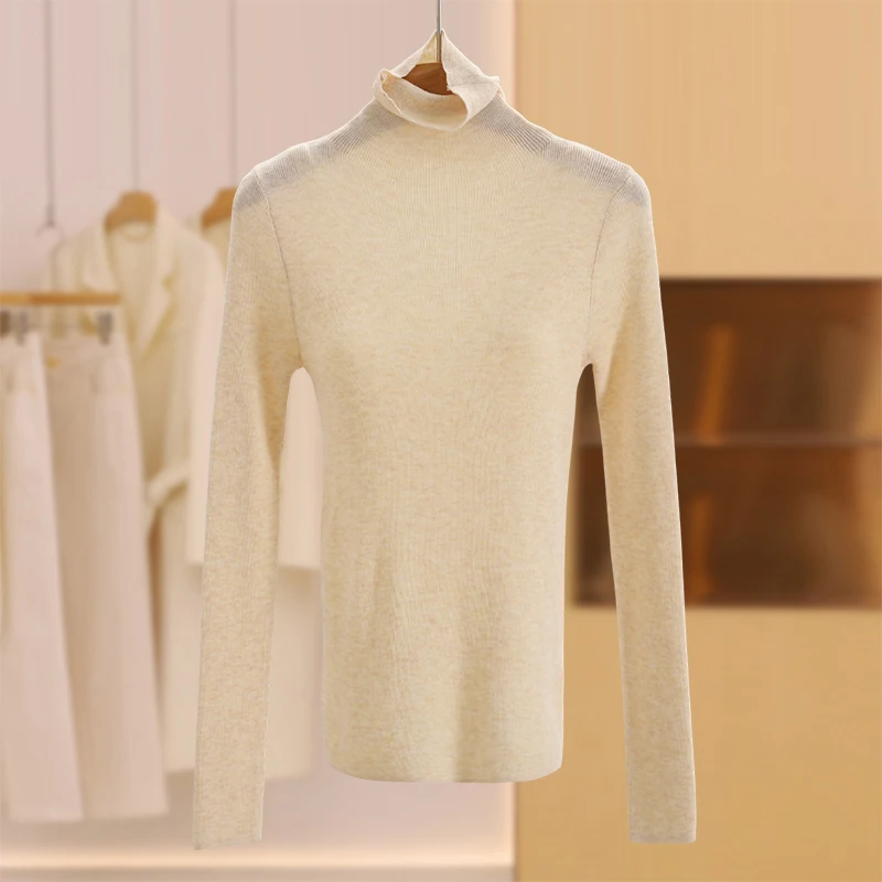 

Облегающий свитер с высоким воротником, универсальный, женский, зимний, вязаный, удобный, из смесового полиэстера, с длинными рукавами, цветной