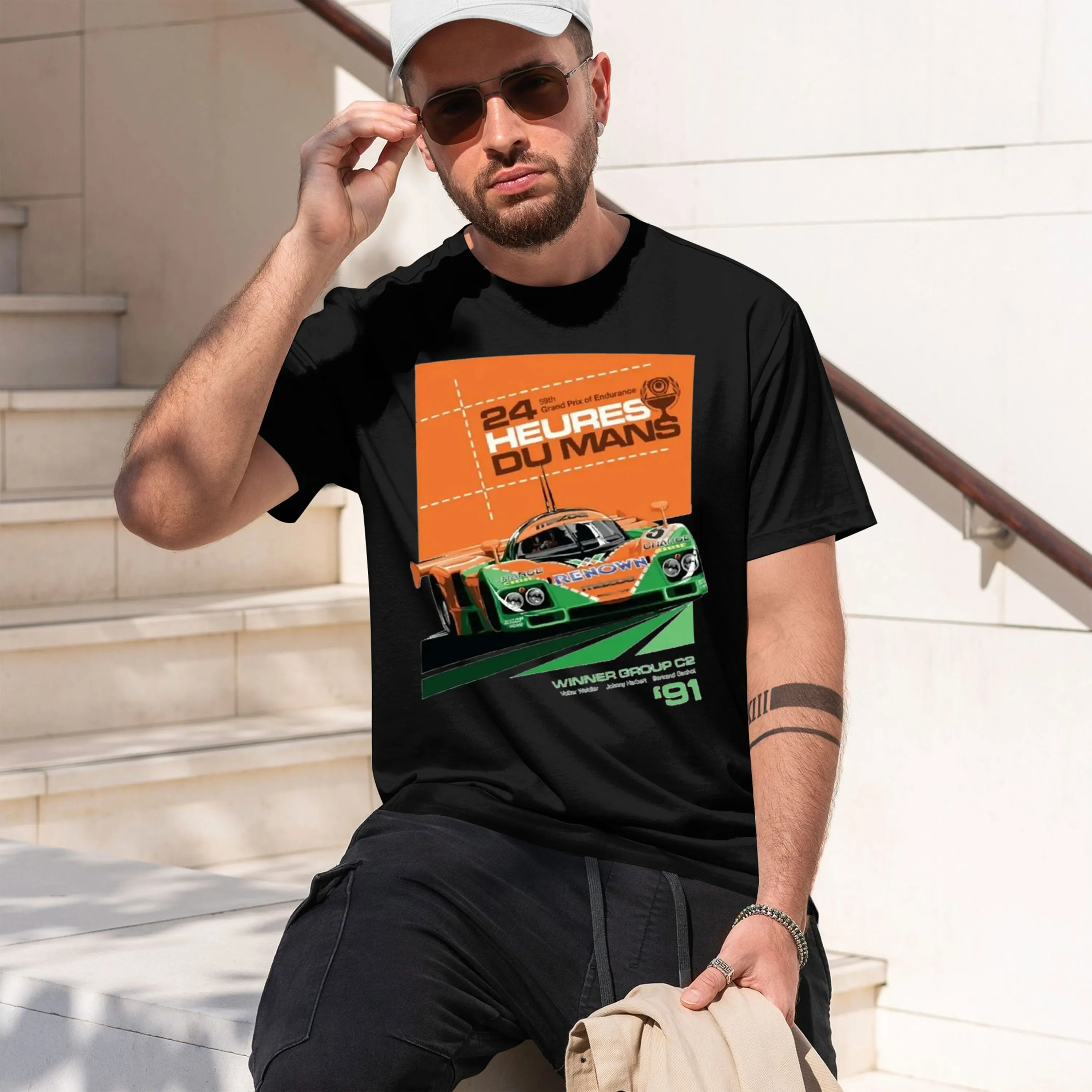 Retro Racing Design Men's T-Shirt 24 Heures Du Mans 1991 Winner Group C2 Car Graph Summer Casual Wear Gift For Racing Enthusiast