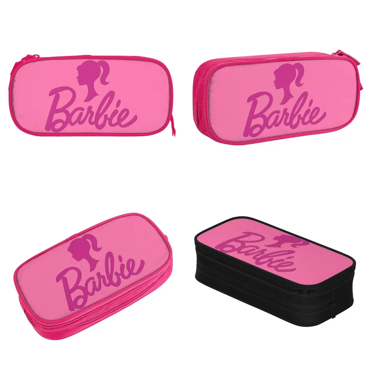 Imagem -02 - Estojos Lápis Barbi Rosa com Zíper para Meninas e Meninos Adorável Caneta Barbie Titular Grande Capacidade Escritório